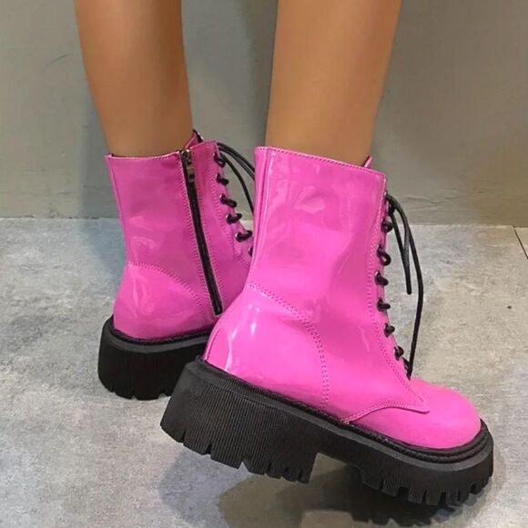 Neon combat boots sz 8 - Picture 4 of 11